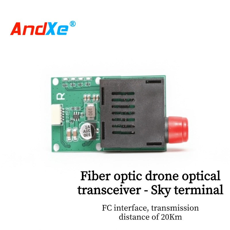 FPV Drone Optical Fiber Video Data Transmission Module Aerial Unit, Single-Mode FC , Transmission Distance of 20 kilometers, Suitable for FPV Optical Fiber Drones