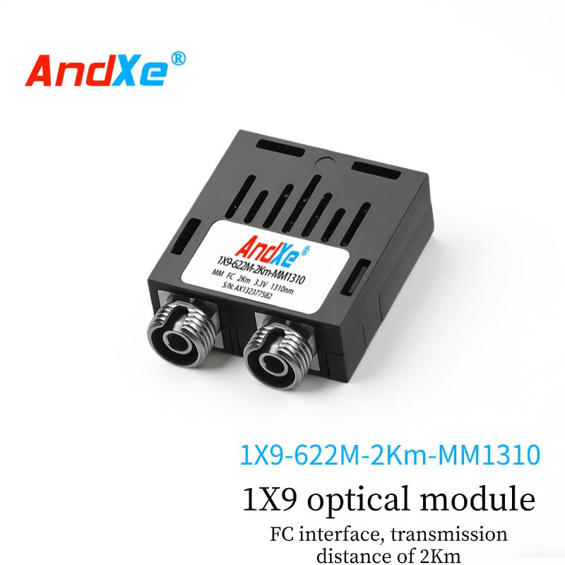 1×9 622M dual-fiber optical module, 1X9-622M-2Km-MM1310, with SC/FC/ST interfaces optional