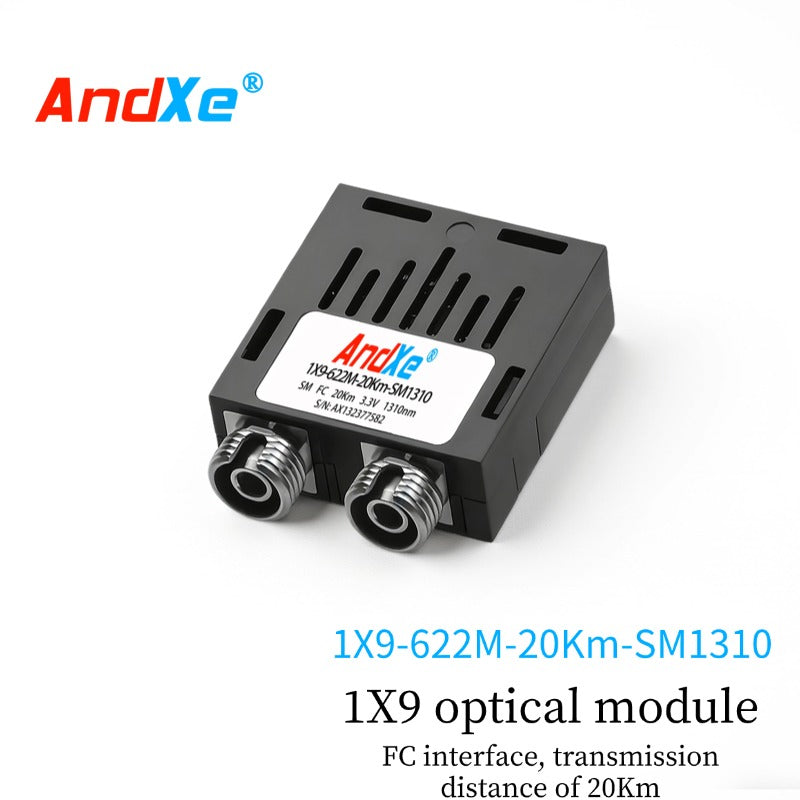 1×9 622M dual-fiber optical module, 1X9-622M-20Km-SM1310, with SC/FC/ST interfaces optional