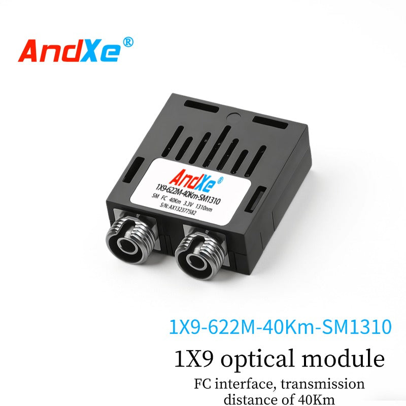 1×9 622M dual-fiber optical module, 1X9-622M-40Km-SM1310, with SC/FC/ST interfaces optional