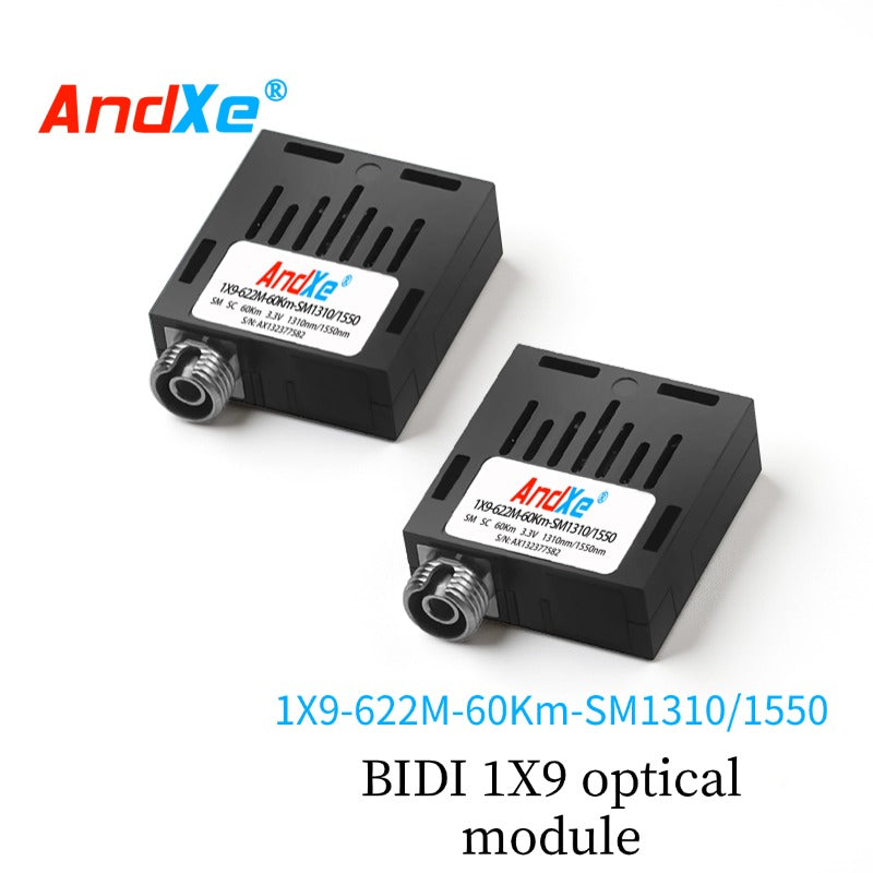 1×9 622M single-fiber optical module, 1X9-622M-60Km-SM1310/1550 SC/FC/ST interfaces optional
