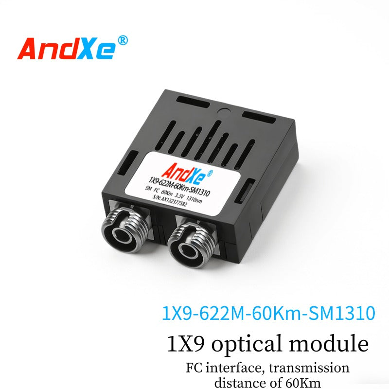 1×9 622M dual-fiber optical module, 1X9-622M-60Km-SM1310, with SC/FC/ST interfaces available