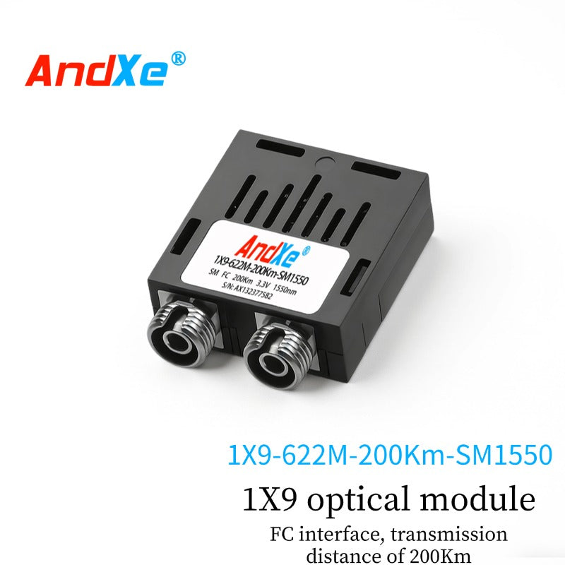 1×9 622M dual-fiber optical module, 1X9-622M-200Km-SM1550, with SC/FC/ST interfaces optional