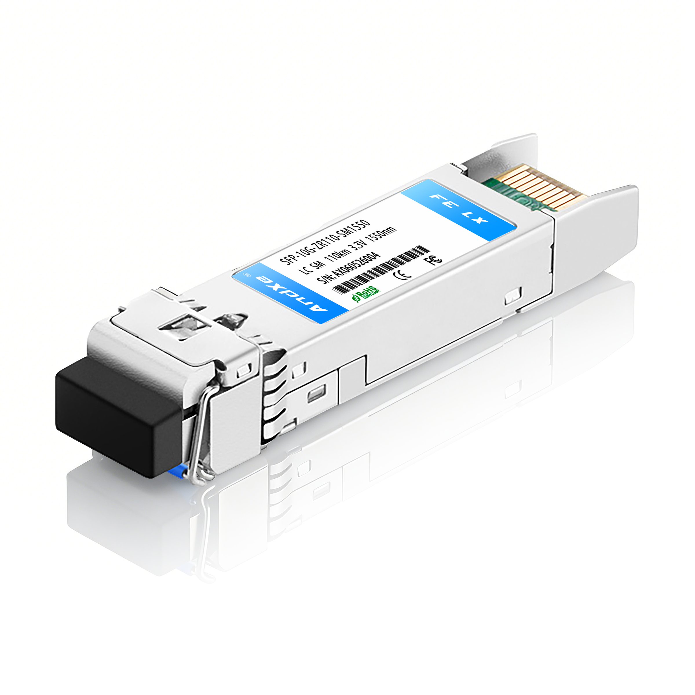 10-Gigabit SFP optical module SFP-10G-ZR110-SM1550 LC interface, capable of transmitting over 110km